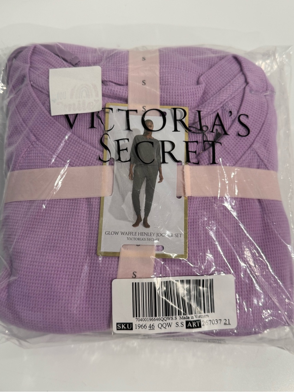 Victoria’s Secret Glow Waffle Henley Jogger Set in purple size small